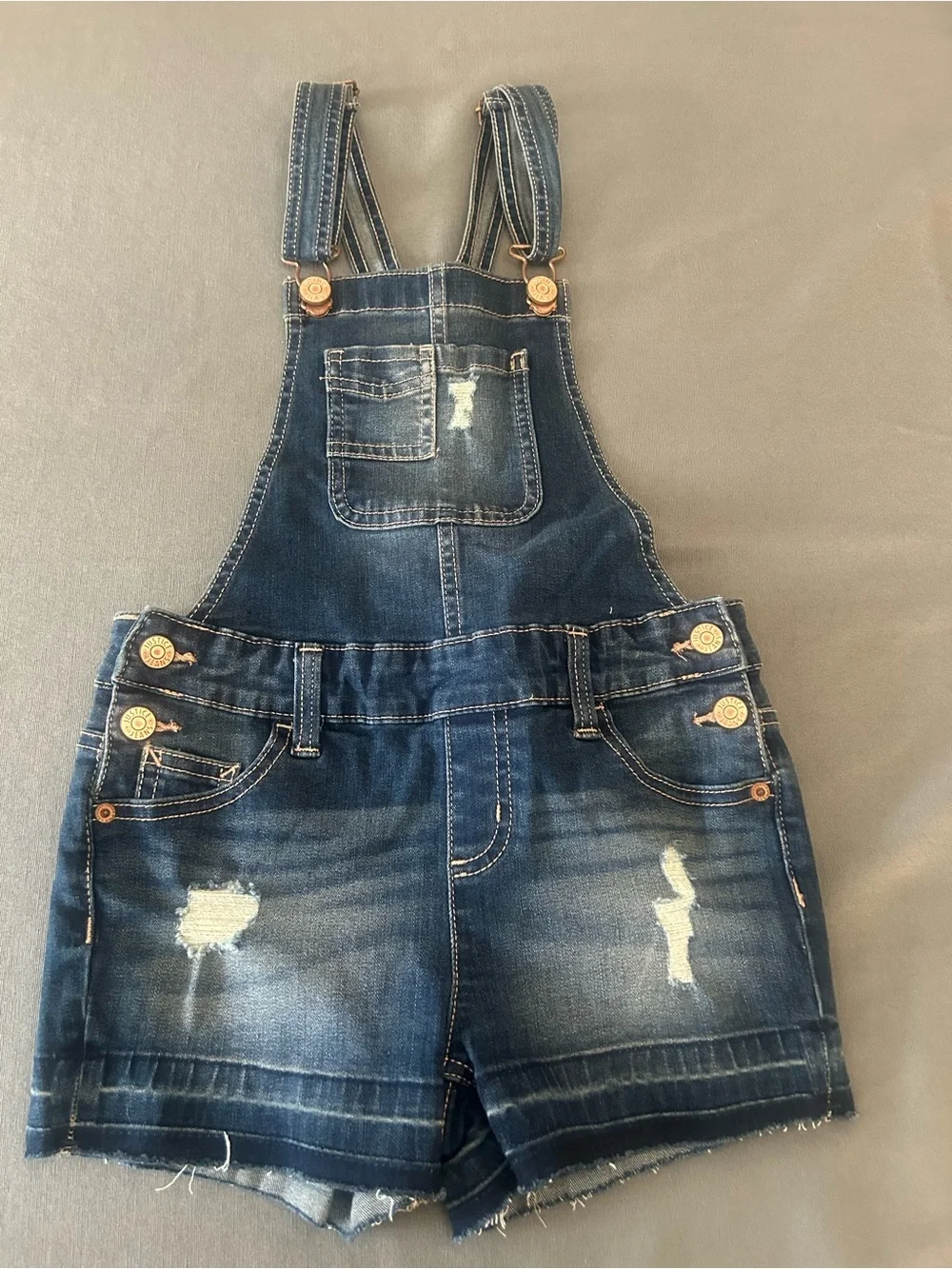 Vintage Justice Girls Denim Short Overalls - Blue